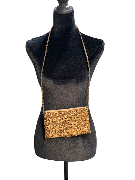Handbags - Beaded Sequin Crossbody Bag in Bronze